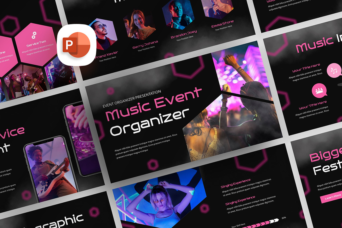 Music Event Organizer PowerPoint, a Presentation Template by Digitcase x Wealthwells (Photo 1 of 3)