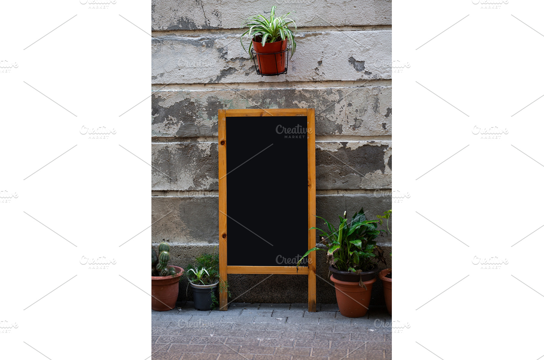 Blank chalkboard stand with wooden, an Architecture Photo by volodymyrshtun13795