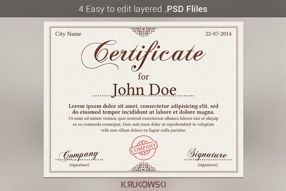 Certificate Template, a Stationery Template by Krukowski Graphics (Photo 3 of 3)