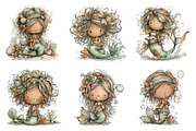 Whimsical summer mermaid clipart, an Illustration by SinaCreation (Thumbnail 3 of 11)