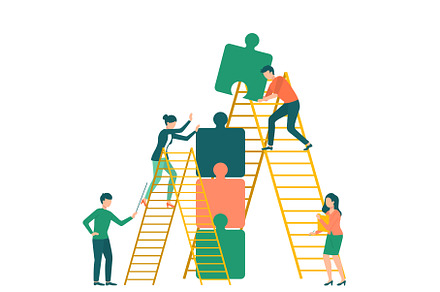 Company teamwork working together, a Person Illustration by robuart