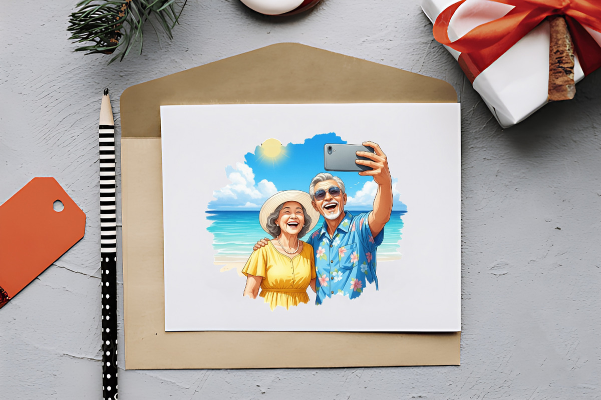 Funny Summer Old Couple Clipart, an Illustration by RobertsArt (Photo 5 of 7)