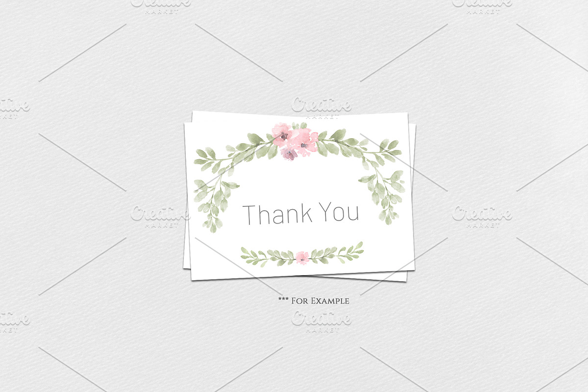 Watercolor Dusty Green Pink Flowers, a Decorative Illustration by GraphicsDish (Photo 5 of 5)