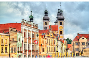 Traditional houses on the main square of telc czech republic featuring telc, an Architecture Photo by Leonid Andronov