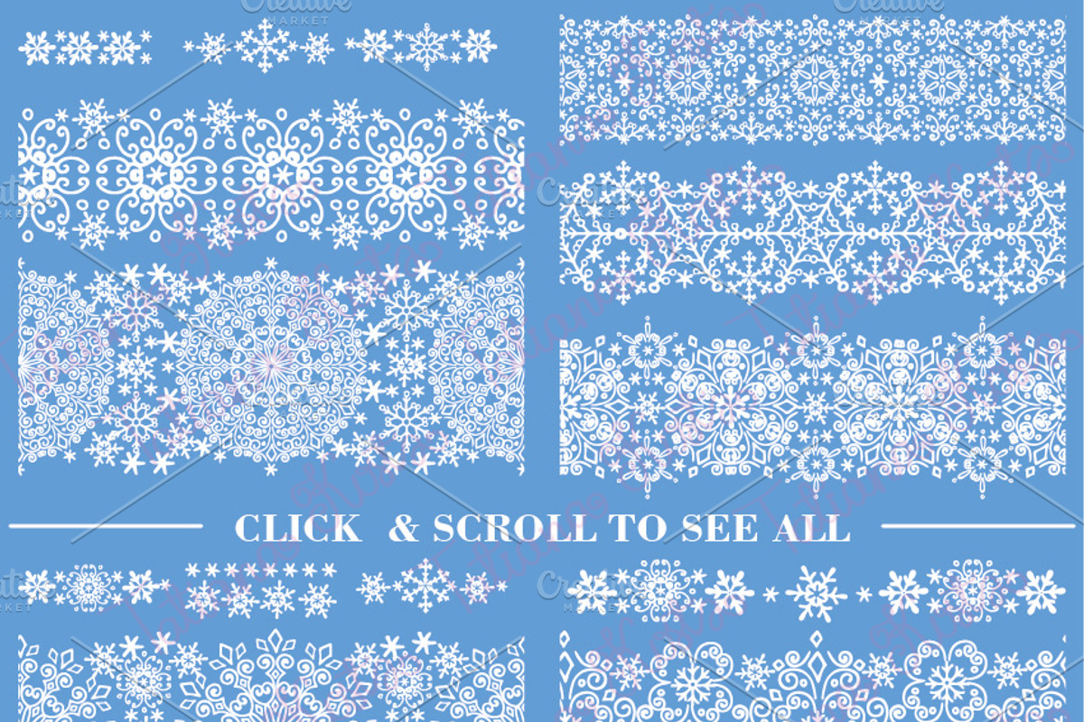 Snowflakes seamless lace borders 01, a Pattern Graphic by Tatianakost49 (Photo 5 of 6)