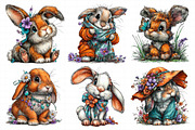 Watercolor Spring Bunny Clipart PNG, an Illustration by Daily.Designs (Thumbnail 3 of 8)
