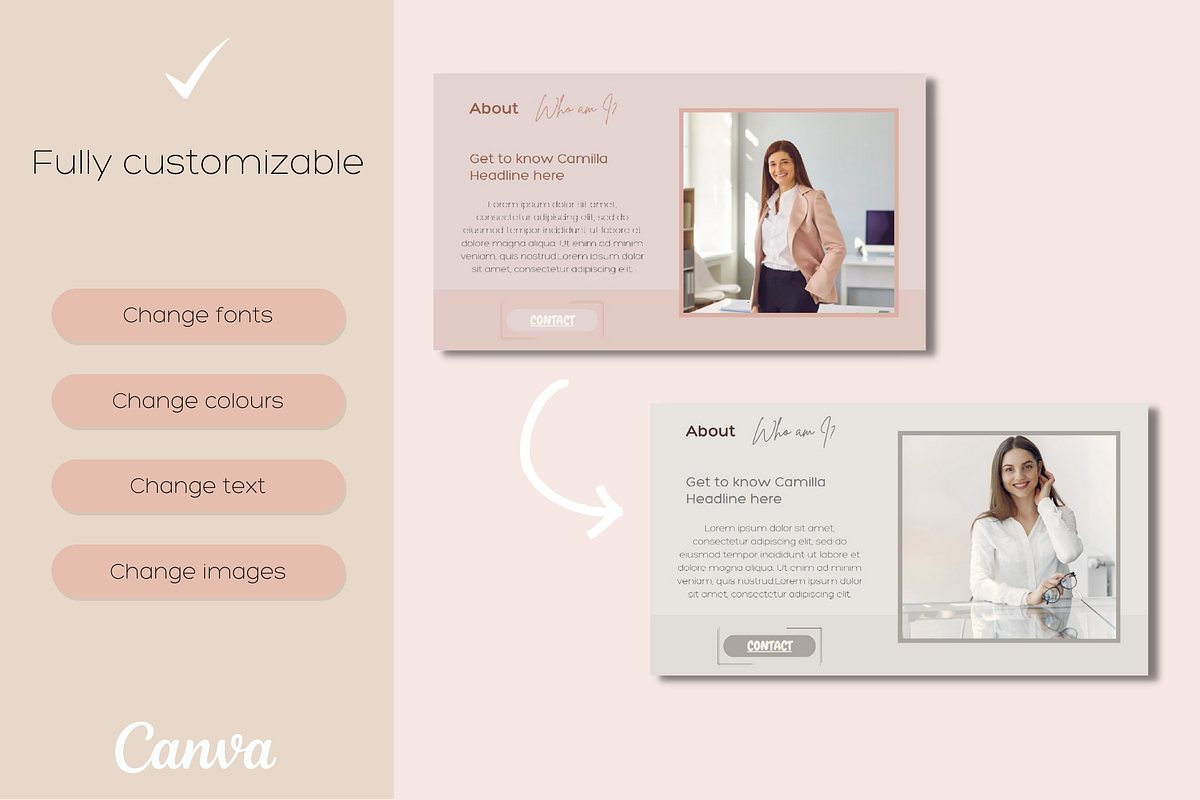 Feminine one-page website template, a Social Media Template by Valley Media Templates (Photo 4 of 4)