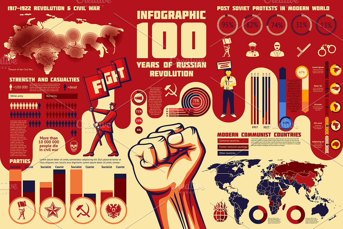 Russian revolution 100 years set, a Background Graphic by Tashal (Photo 2 of 2)