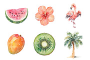Whimsical Tropical Summer Clipart, an Illustration by DreamPrint404 (Thumbnail 2 of 6)