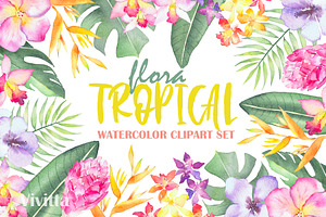 Tropical Flora, Watercolor Clipart