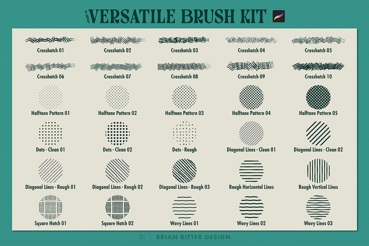 Versatile Brush Kit for Procreate, a Brush Add-On by Brian Ritter Design (Photo 7 of 7)