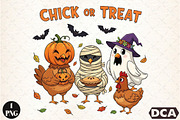 Chick or Treat Png,Halloween Chicken, an Illustration by DreamCafeArt (Thumbnail 1 of 7)