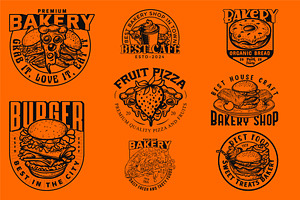 fast food line art type logo, a Branding & Logo Template by Billah Hub