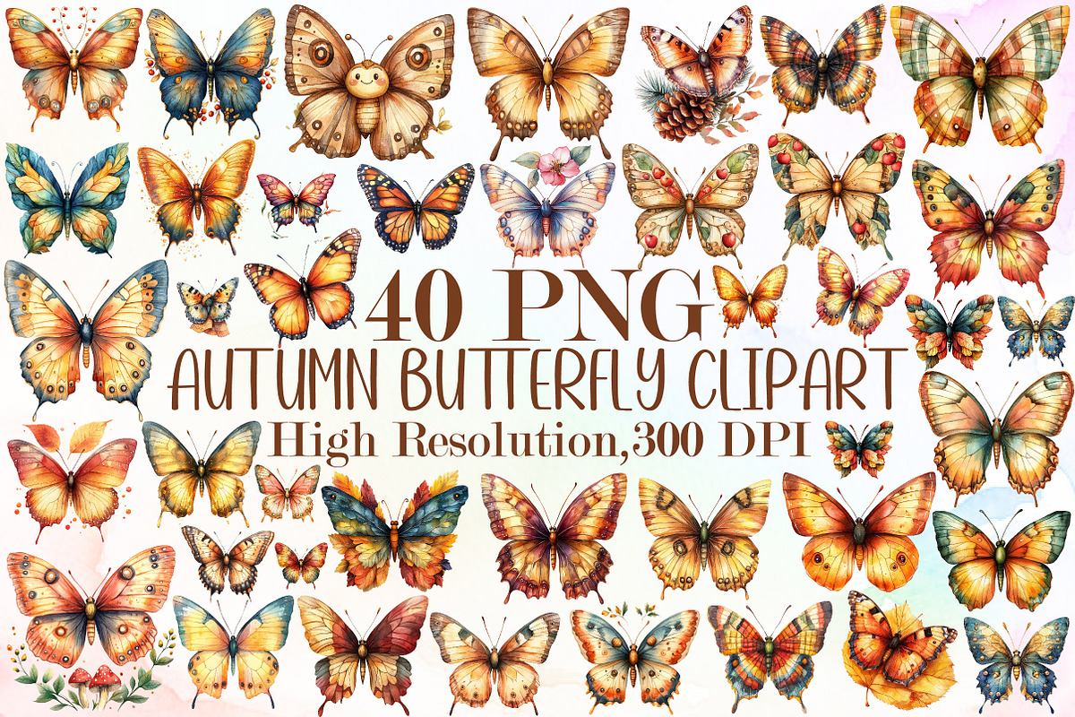 Autumn Butterfly Clipart, an Illustration by Sublimation Artist (Photo 1 of 6)