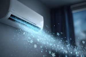 Air conditioner blowing cool air sno, a Photo by Pixeness Studio
