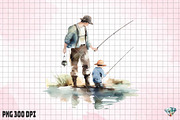 Retro Daddy Fishing Watercolor, an Illustration by Gemstone (Thumbnail 6 of 6)