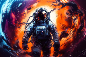 Space Astronaut Illustration Set