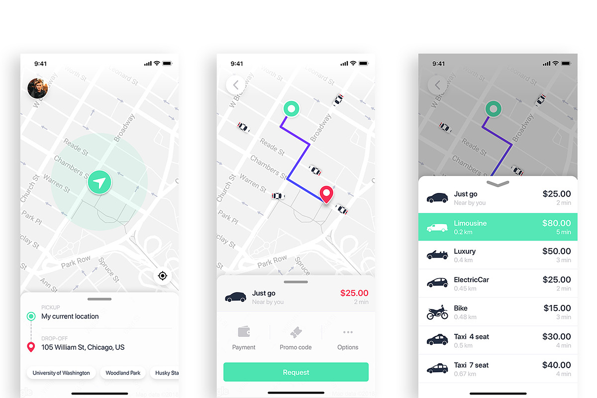 Taxi Booking App UI Kit, an App Template by hoangpts (Photo 5 of 7)