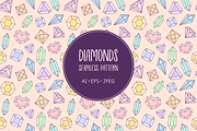 Diamonds and crystals pattern, an Illustration by Cmeree (Thumbnail 1 of 2)