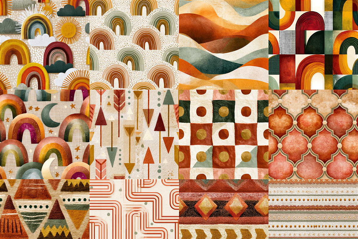 Terracotta Sage Boho Digital Paper, a Pattern Graphic by LA Design (Photo 4 of 10)