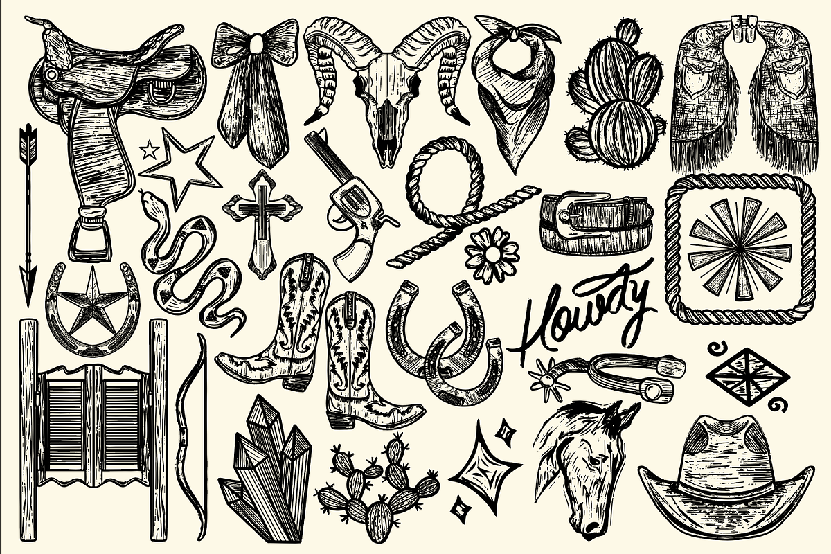Western Cowgirl Essentials Graphics, an Object Illustration by cmfgraphics (Photo 2 of 4)