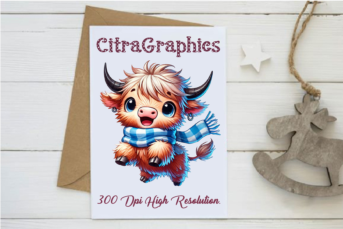 Funny Highland Cow Clipart, an Illustration by CitraGraphics (Photo 5 of 6)