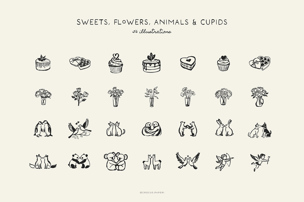 LOVE & ROMANCE lineart illustrations, a Seasonal Illustration by Crocus Paperi (Photo 2 of 4)