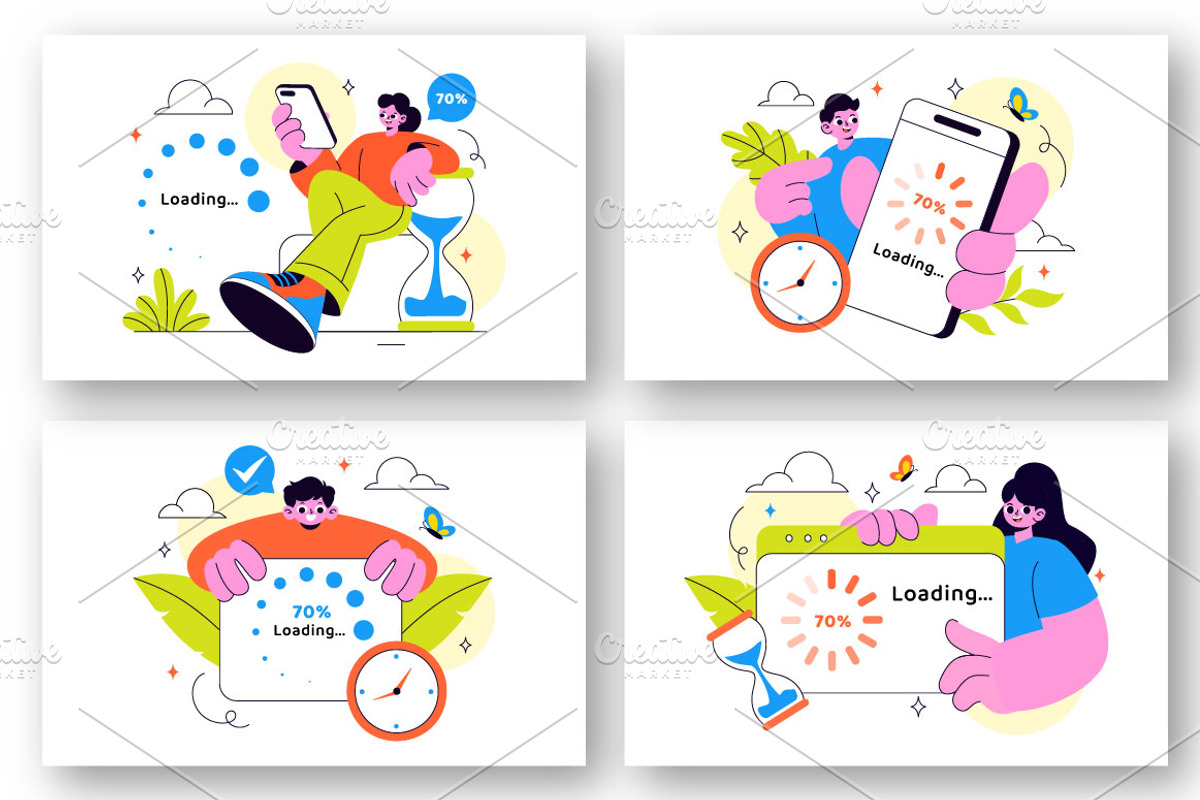 10 Loading Vector Illustration, a Technology Illustration by denayunebgt