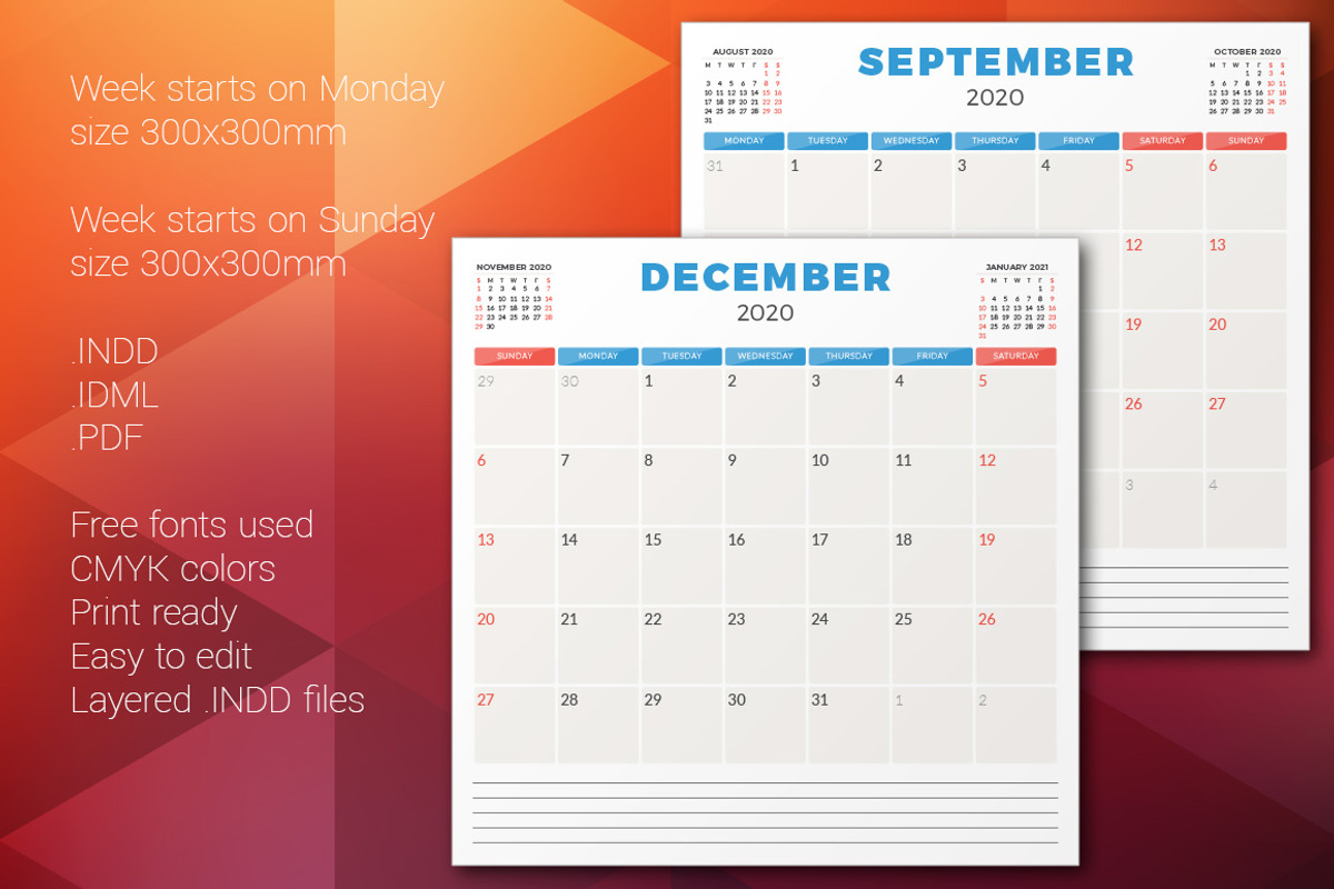 Monthly Planner 2020, a Stationery Template by AntartStock (Photo 4 of 4)