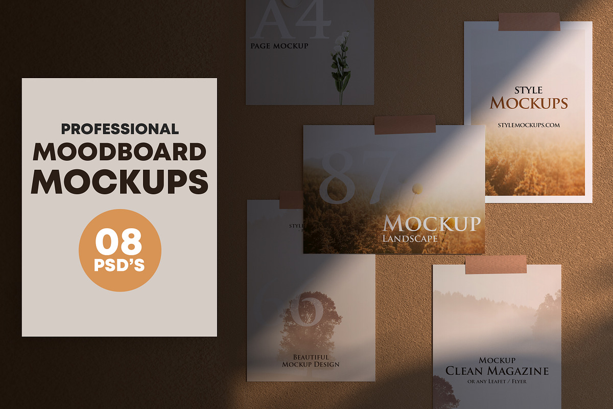 Set of Mood Board Mockups, a Books & Magazine Mockup by StyleMockups (Photo 1 of 13)