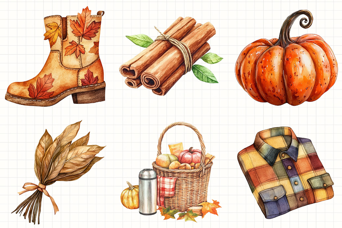 Watercolor Fall Favorites Clipart, an Illustration by Libby Wishes (Photo 3 of 6)