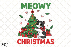 Meowy Christmas PNG Design, an Illustration by Black Bird Studio