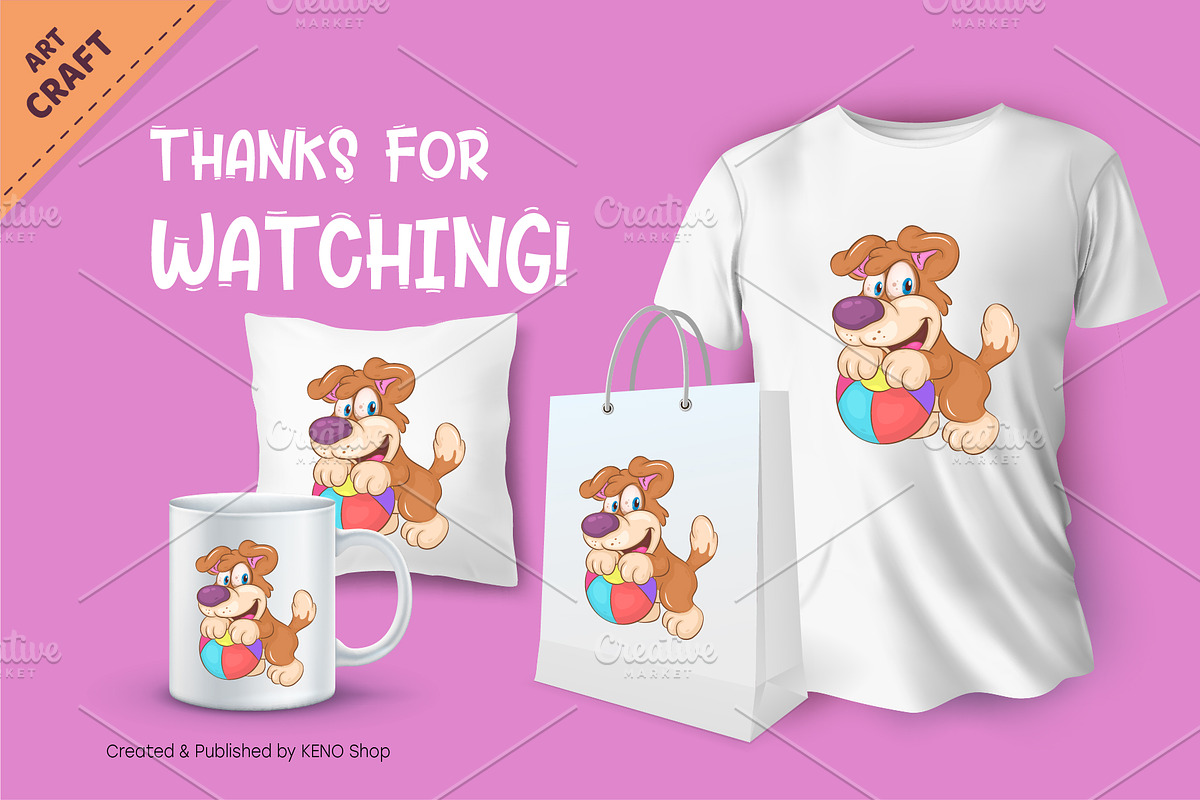 Cartoon Dog and Ball. Clipart., an Animal Illustration by KENO Mascots (Photo 3 of 3)