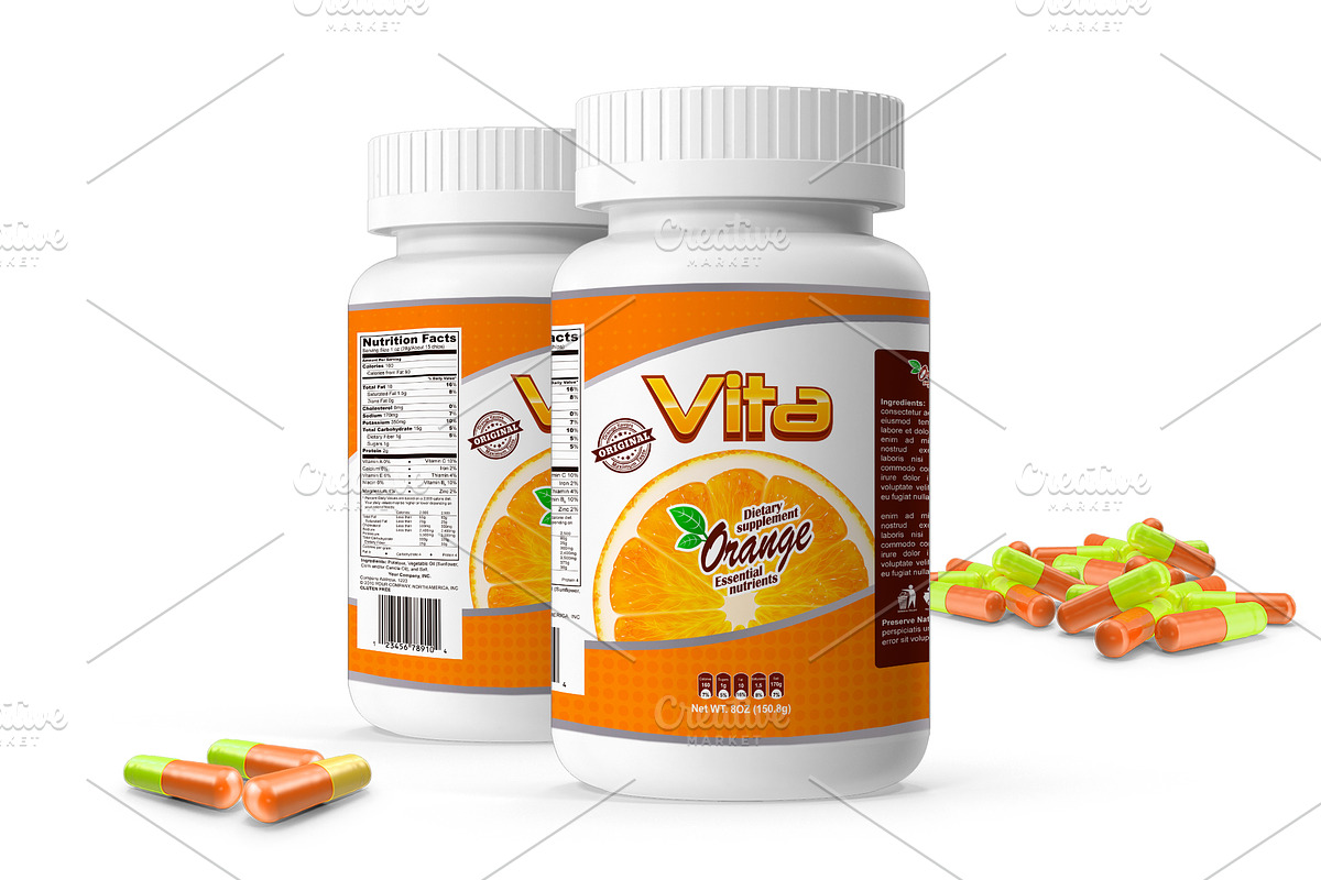 Pills Botle Vitamin Mockup, a Product Mockup by rogeriomarcos (Photo 1 of 11)