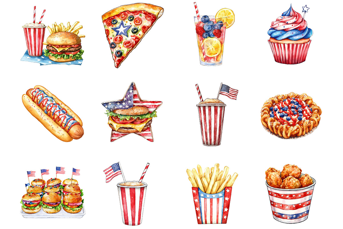 Fast Food for 4th of July Clipart, an Illustration by Designking (Photo 2 of 5)