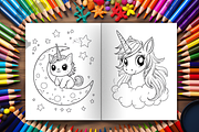 Cute Unicorn Coloring Book for Kids, an Animal Illustration by LA Design (Thumbnail 3 of 8)