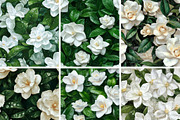 Wet Gardenia Flower Seamless, a Pattern Graphic by PrintablesByFranklyn (Thumbnail 2 of 4)