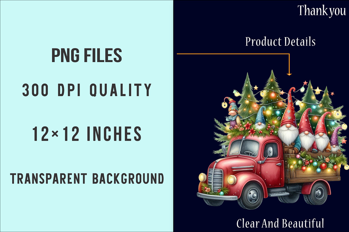 Christmas Gnome and truck clipart, an Illustration by SinaCreation (Photo 6 of 7)