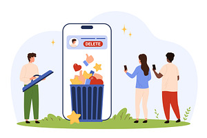 Deleting Social Media Accounts, a Technology Illustration by Flashvector