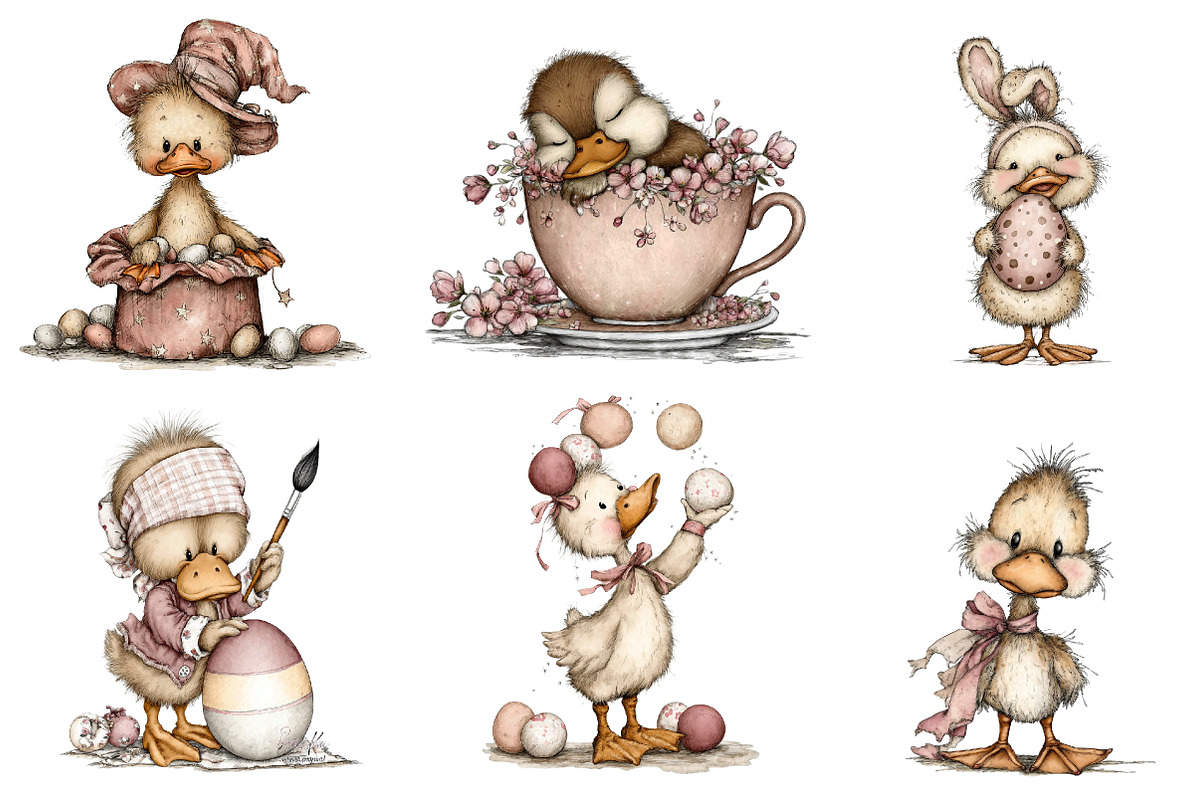 Whimsical happy easter duck clipart, an Illustration by CreationArt (Photo 3 of 5)