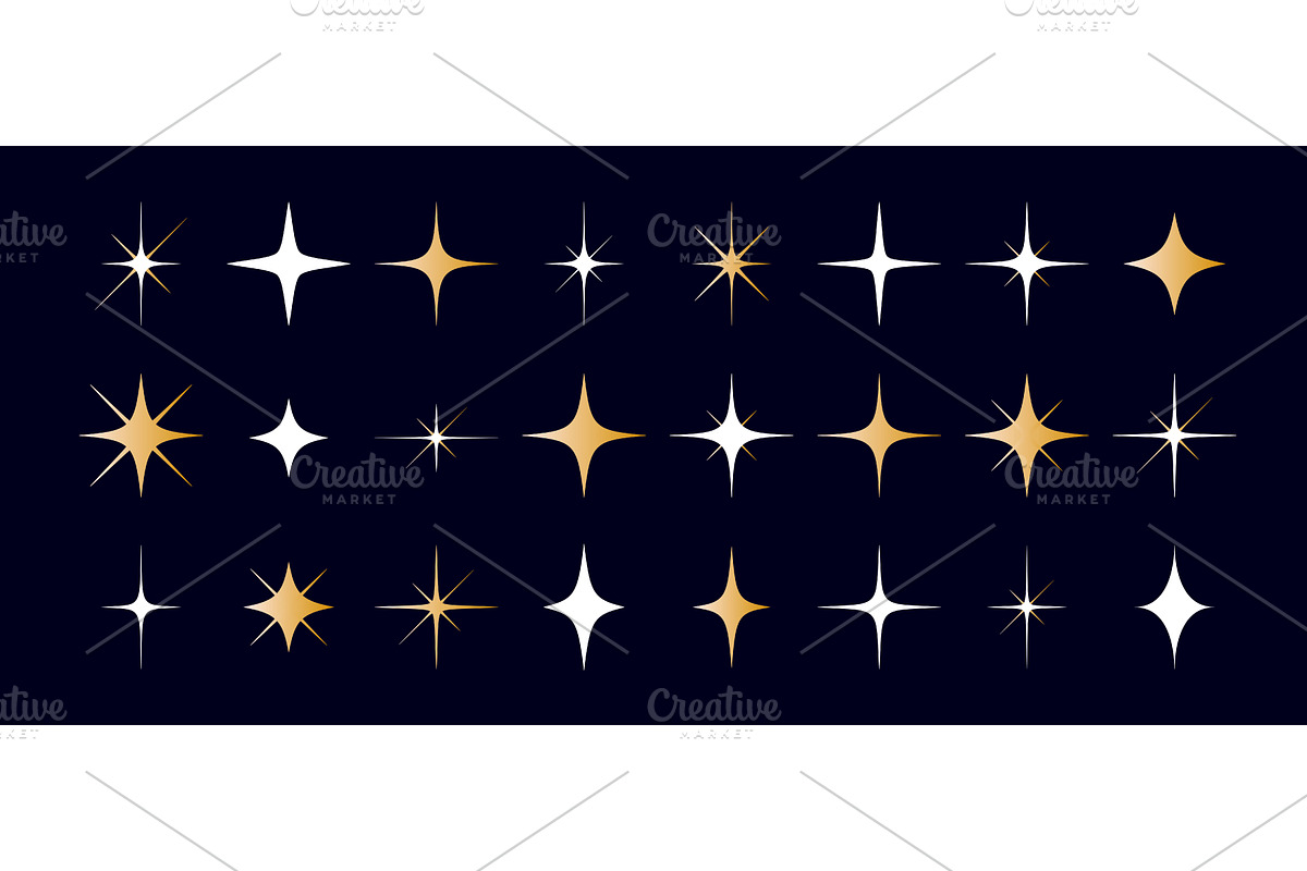 Stars set, sparkle icons collection, an Object Illustration by Foxys Graphic
