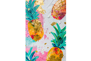 Colorful gold foil pineapple, an Illustration by Lermont51