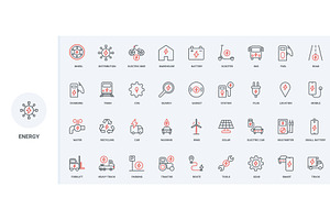 Electricity sustainable icons, a Technology Illustration by Lemberg Vector