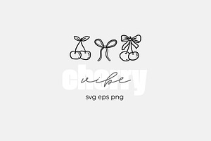 Cherry Vibe Cute Outline Clipart Set, an Object Graphic by Kristina Chistiakova