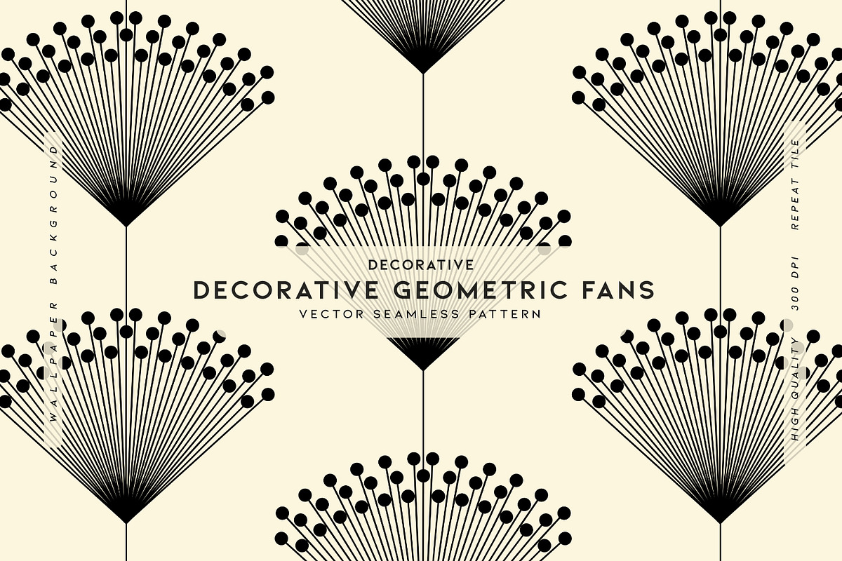 Decorative Geometric Fans, a Wallpaper Graphic by MalyskaStudio (Photo 1 of 7)