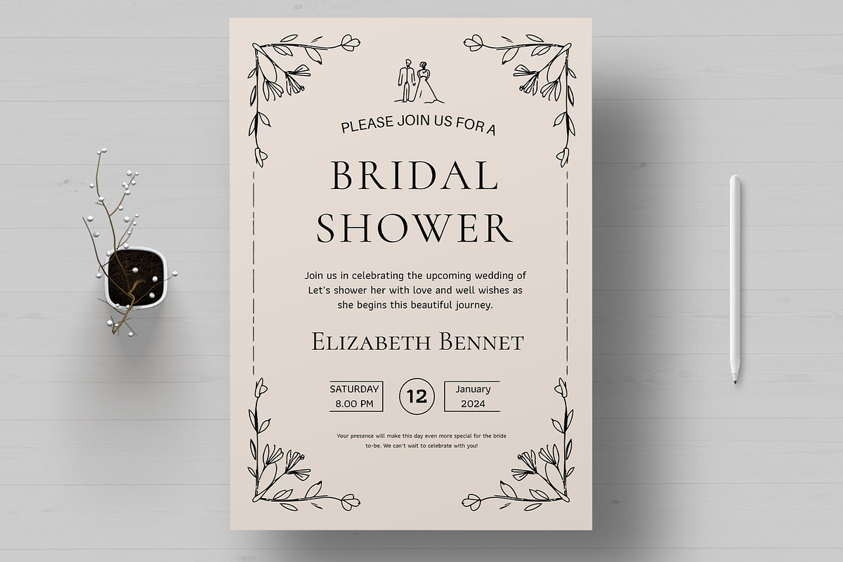 Bridal Shower Invitations Template, a Stationery Template by MightyDesign (Photo 1 of 8)
