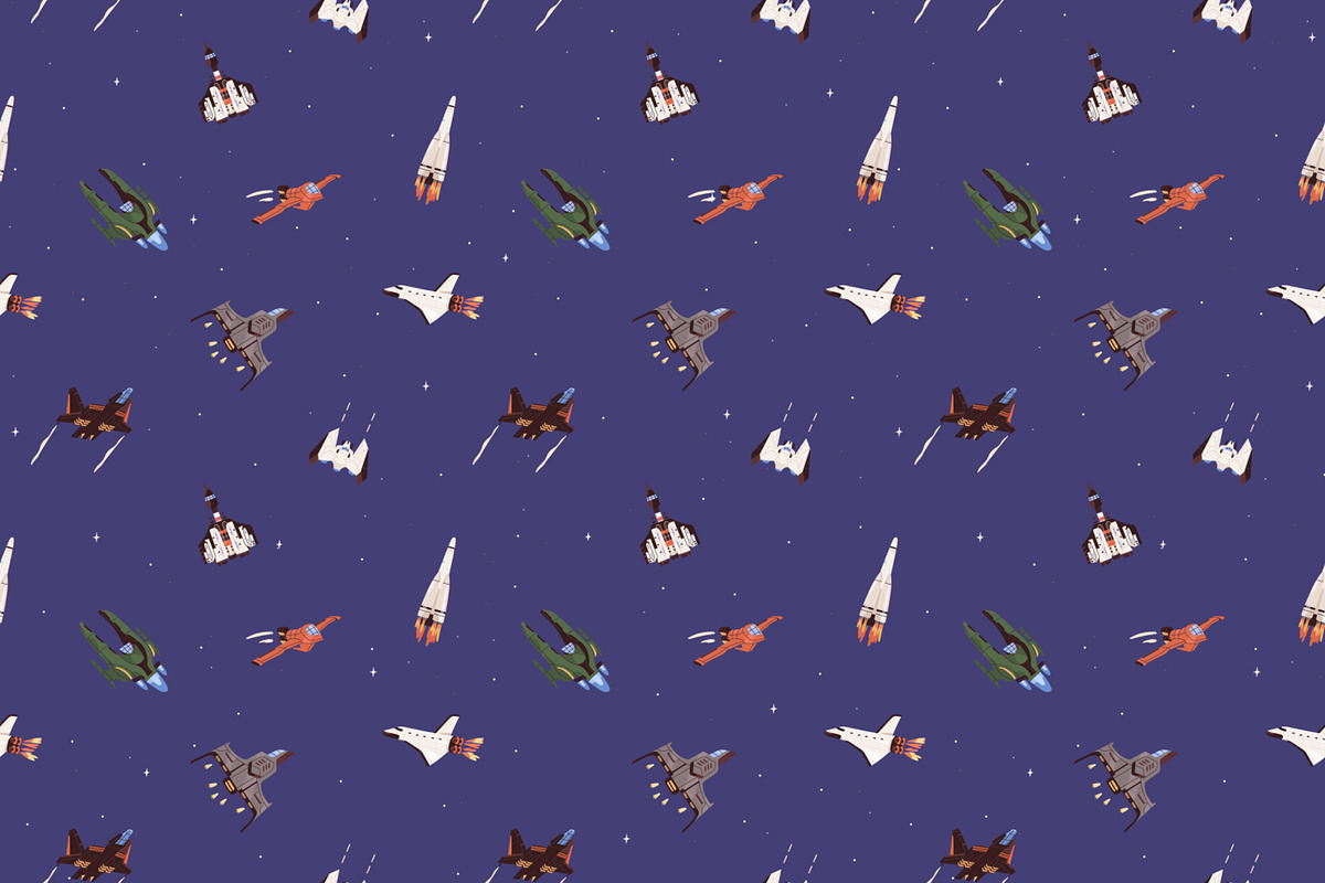 Rockets in space seamless patterns, a Pattern Graphic by Good Studio (Photo 2 of 7)