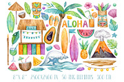 Hawaii Tropic set | 76 elements |, a Decorative Illustration by Aquarellka (Thumbnail 4 of 7)
