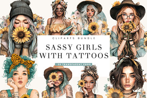 Tattoos Girls Clipart Bundle, a Person Illustration by BusyDaydesign