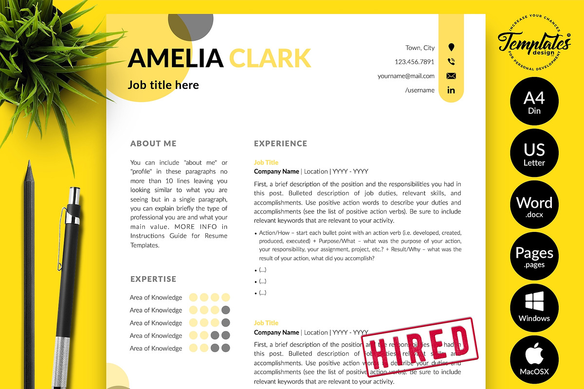 Creative Resume / CV Bundle - Amelia, a Resume Template by Templates Design Co. (Photo 1 of 17)